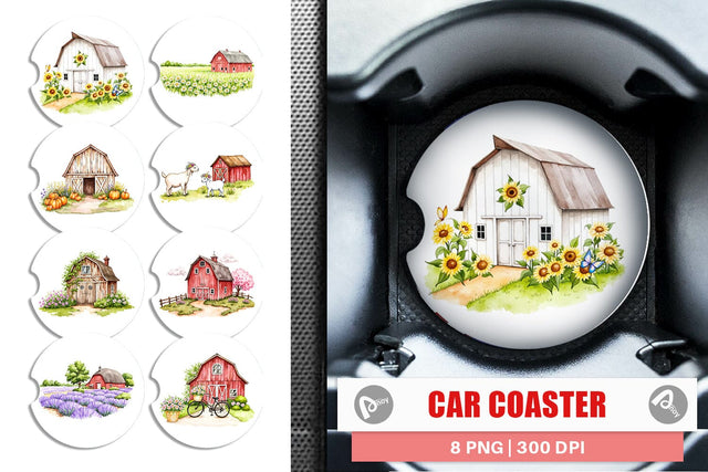 Car Coaster Summer Barn Sublimation artnoy 
