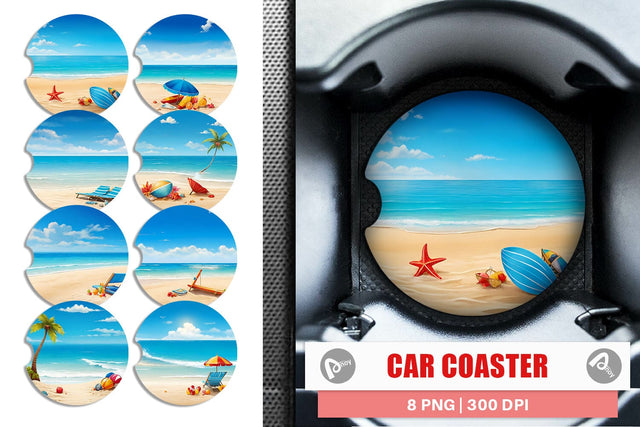 Car Coaster Summer Beach Sublimation artnoy 