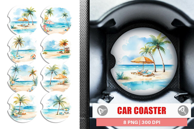 Car Coaster Summer Beach Vacation Sublimation artnoy 