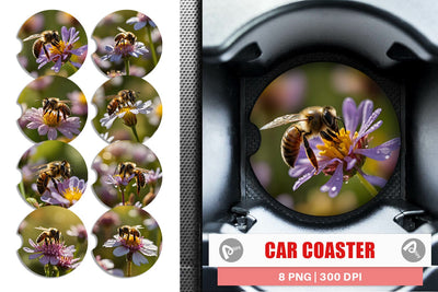 Car Coaster Summer Beautiful Honey bee Sublimation artnoy 
