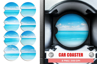 Car Coaster Summer Blue Beach Sublimation artnoy 