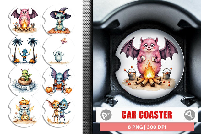 Car Coaster Summer Break Monsters Sublimation artnoy 