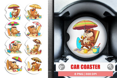 Car Coaster Summer Capybara Sublimation artnoy 