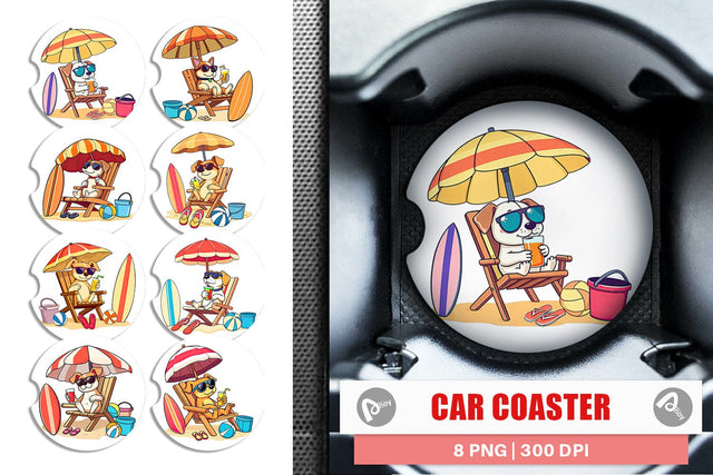 Car Coaster Summer Dog Sublimation artnoy 