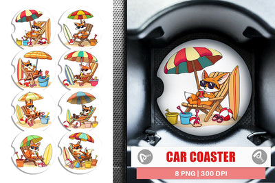 Car Coaster Summer Fox Sublimation artnoy 