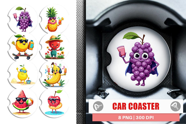 Car Coaster Summer Fruit Faces Sublimation artnoy 