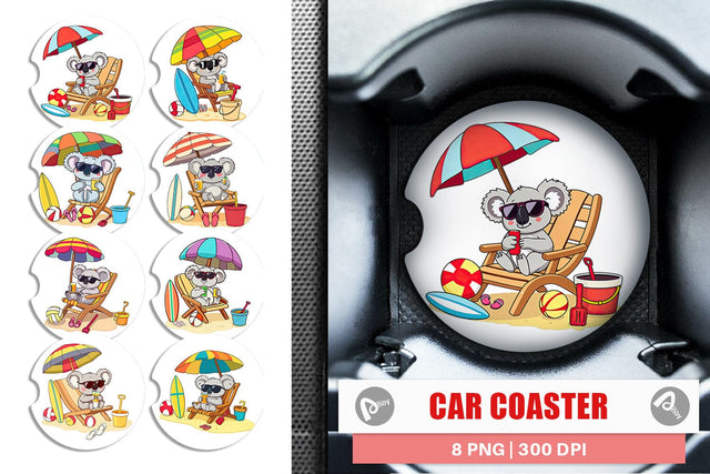 Car Coaster Summer Koala Sublimation artnoy 