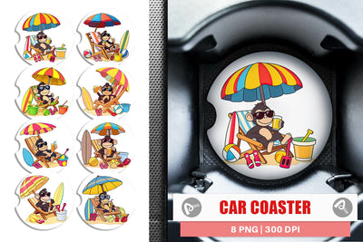 Car Coaster Summer Monkey Sublimation artnoy 