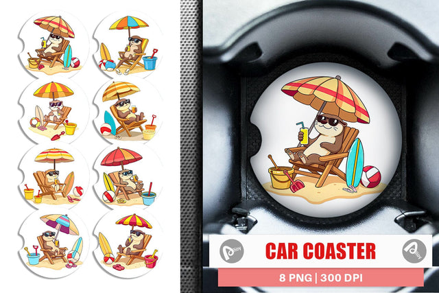 Car Coaster Summer Otter Sublimation artnoy 