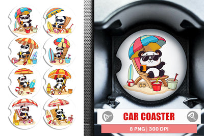 Car Coaster Summer Panda Sublimation artnoy 