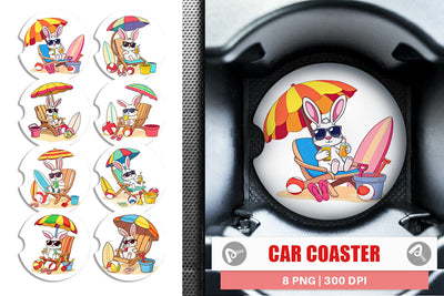 Car Coaster Summer Rabbit Sublimation artnoy 
