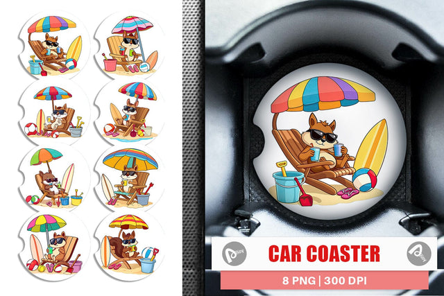 Car Coaster Summer Squirrel Sublimation artnoy 