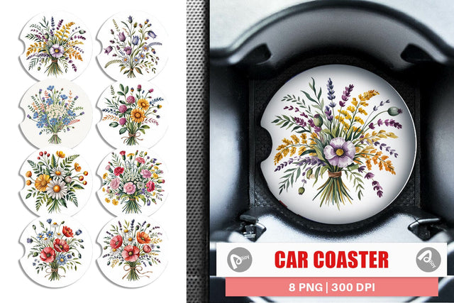 Car Coaster Summer Wildflower Sublimation artnoy 