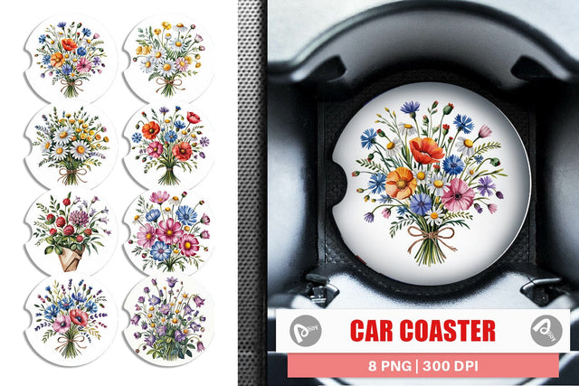 Car Coaster Summer Wildflower Sublimation artnoy 