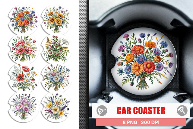 Car Coaster Summer Wildflower Sublimation artnoy 