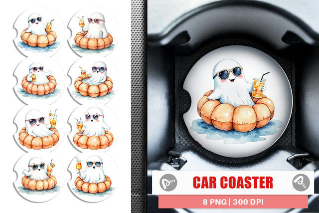 Car Coaster Summerween Ghosts Sublimation artnoy 