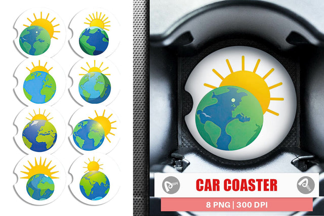 Car Coaster Sun and Earth Sublimation artnoy 