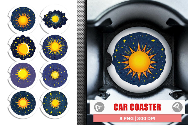 Car Coaster Sun and Stars Sublimation artnoy 
