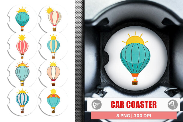 Car Coaster Sun Hot Air Balloon Sublimation artnoy 
