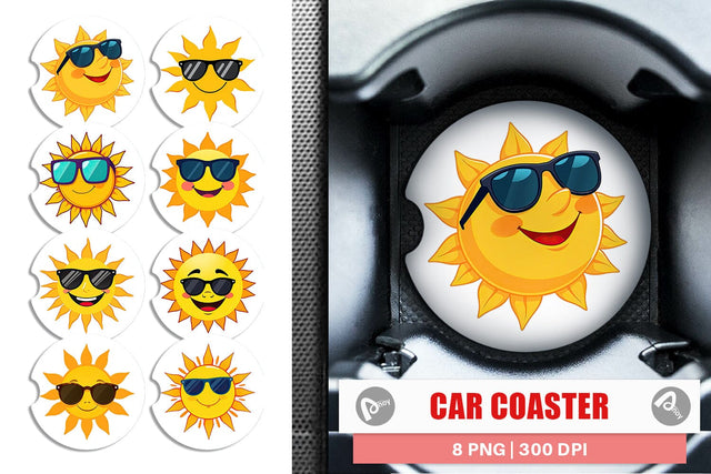 Car Coaster Sun with Sunglasses Sublimation artnoy 