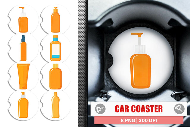 Car Coaster Sunblock Bottle Sublimation artnoy 