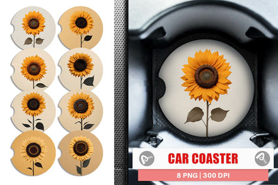 Car Coaster Sunflower Boho Sublimation artnoy 