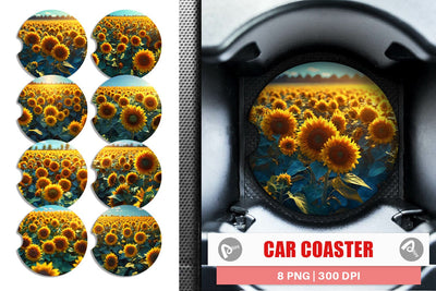 Car Coaster Sunflower Field Sublimation artnoy 