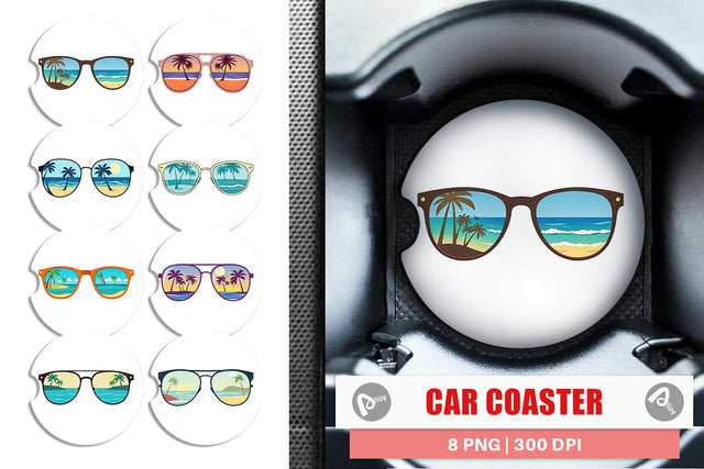Car Coaster Sunglasses Sublimation artnoy 