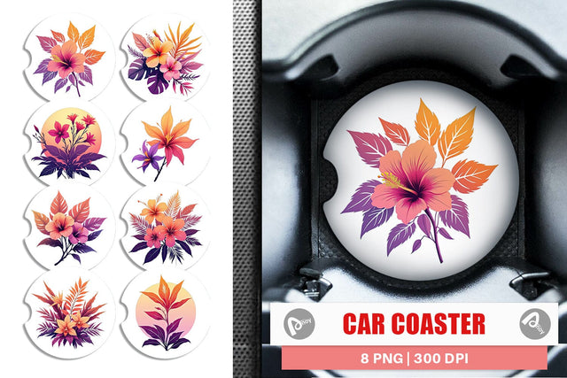 Car Coaster Sunset Florals Sublimation artnoy 