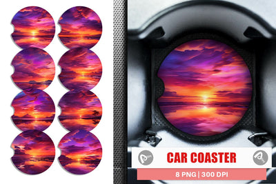 Car Coaster Sunset Landscape Sublimation artnoy 