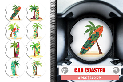 Car Coaster Sunset Palm Tree Sublimation artnoy 