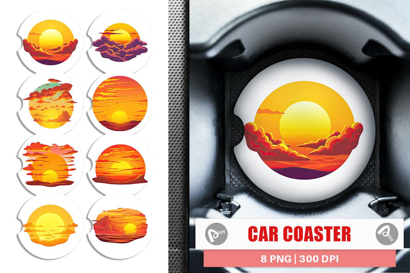 Car Coaster Sunset Sublimation artnoy 