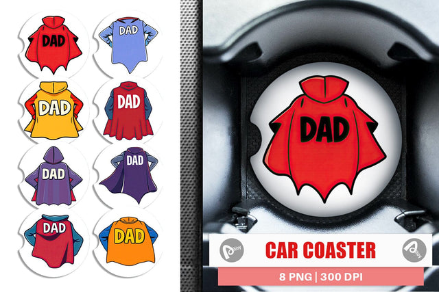Car Coaster Super Dad Sublimation artnoy 