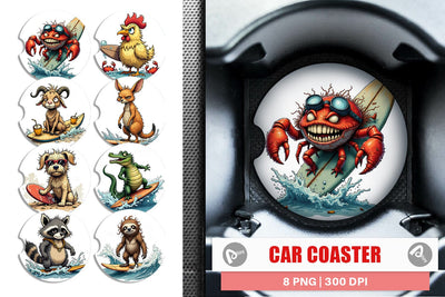 Car Coaster Surf Scream Critters Sublimation artnoy 