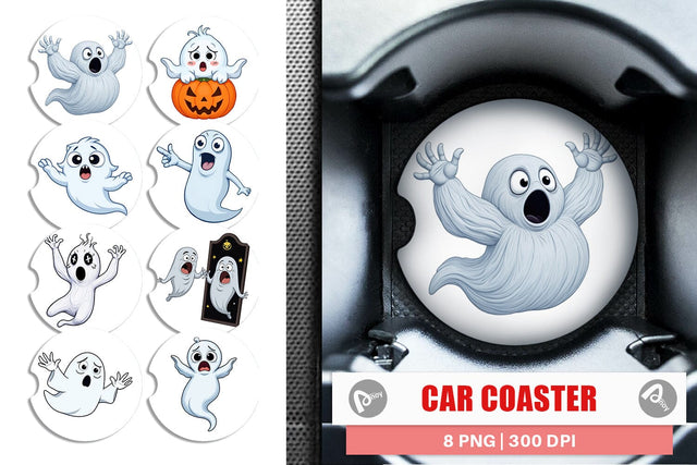 Car Coaster Surprised Ghosts Sublimation artnoy 