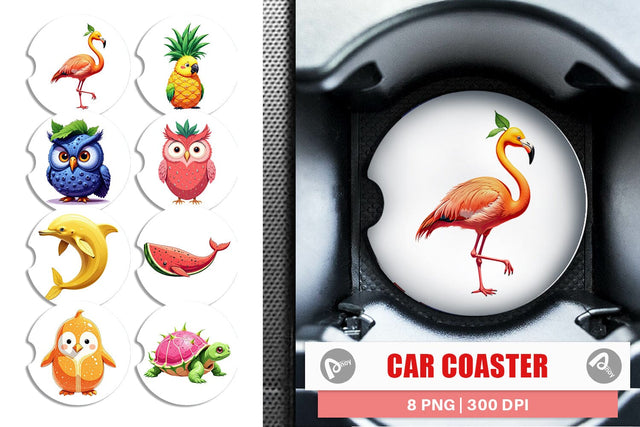 Car Coaster Surreal Fruit Animals Sublimation artnoy 