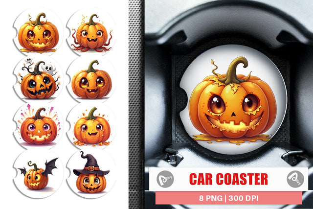 Car Coaster Surreal Pumpkins Sublimation artnoy 