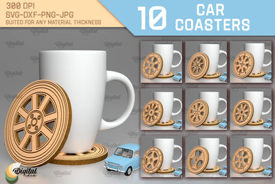 Car Coaster SVG Bundle. Wheel Coaster Laser Cut SVG Evgenyia Guschina 