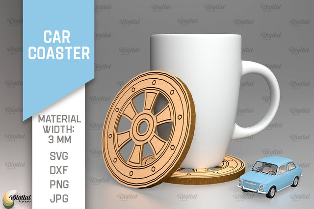 Car Coaster SVG. Wheel Coaster Laser Cut SVG Evgenyia Guschina 