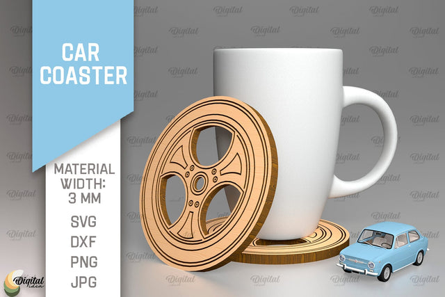 Car Coaster SVG. Wheel Coaster Laser Cut SVG Evgenyia Guschina 
