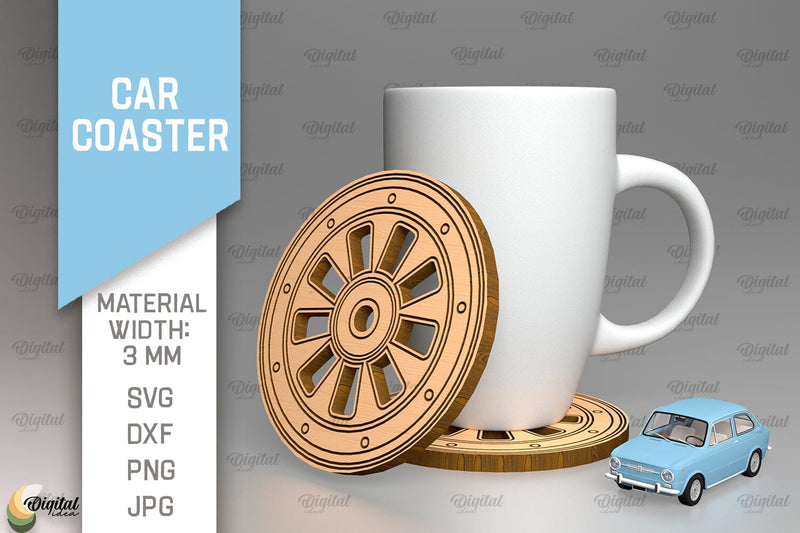 Car Coaster SVG. Wheel Coaster Laser Cut SVG Evgenyia Guschina 