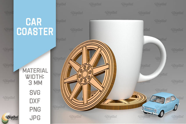 Car Coaster SVG. Wheel Coaster Laser Cut SVG Evgenyia Guschina 