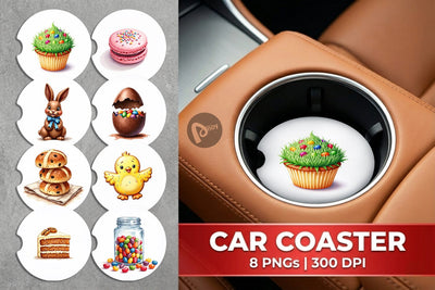 Car Coaster Sweet Easter Treats and Desserts Watercolor Sublimation artnoy 