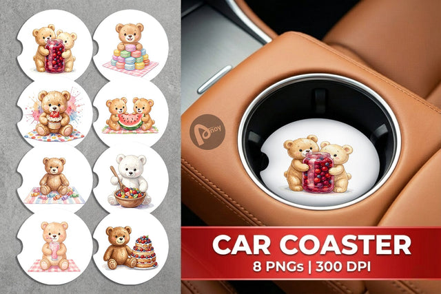 Car Coaster Sweet Treats Teddy Bear Sublimation artnoy 