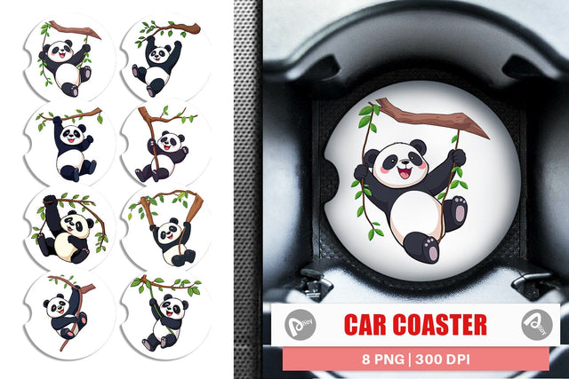 Car Coaster Swing Panda Sublimation artnoy 