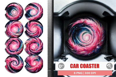 Car Coaster Swirl Pink Galaxy Sublimation artnoy 