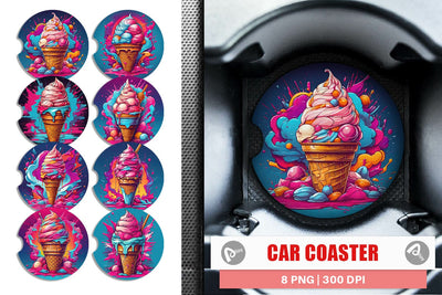 Car Coaster Synthwave Ice Cream Sublimation artnoy 