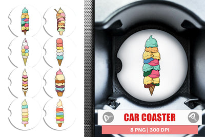 Car Coaster Tall Ice Cream Sublimation artnoy 