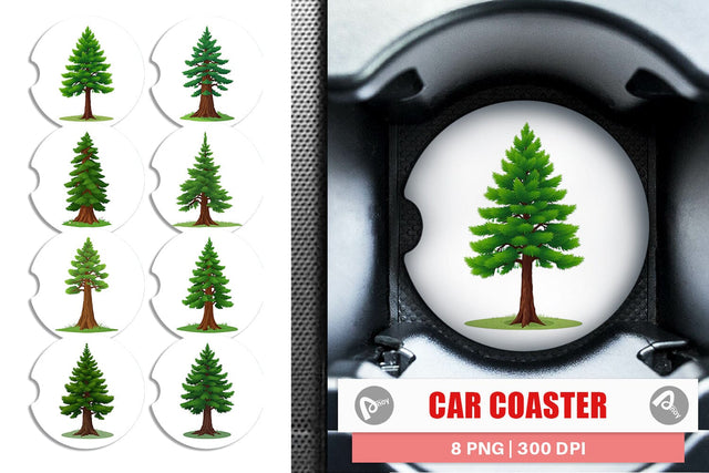 Car Coaster Tall Pine Sublimation artnoy 