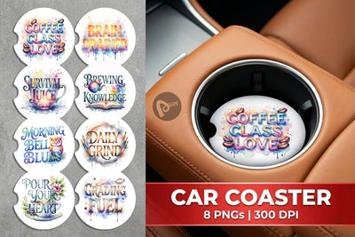 Car Coaster Teacher Coffee Quotes Sublimation artnoy 